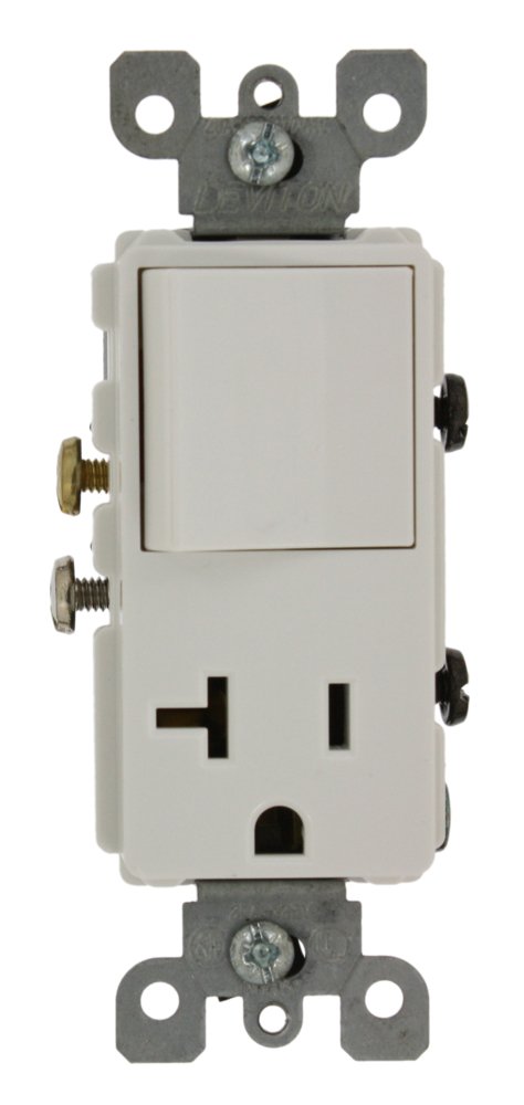 Leviton Leviton 5636-W 20 Amp Decora Single-Pole AC Switch - Commercial Grade, Grounding, White