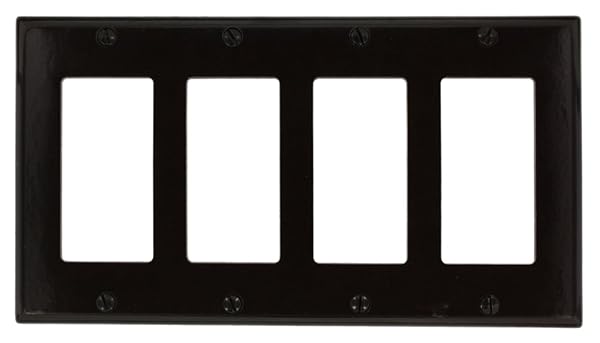 Leviton 80412 4-Gang Decora/GFCI Device Decora Wallplate, Standard Size, Thermoset, Device Mount, Brown