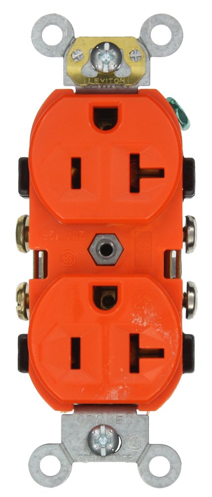Leviton Leviton CR20-O 20A 125V Narrow Body Duplex Receptacle - Commercial Grade Self-Grounding Orange