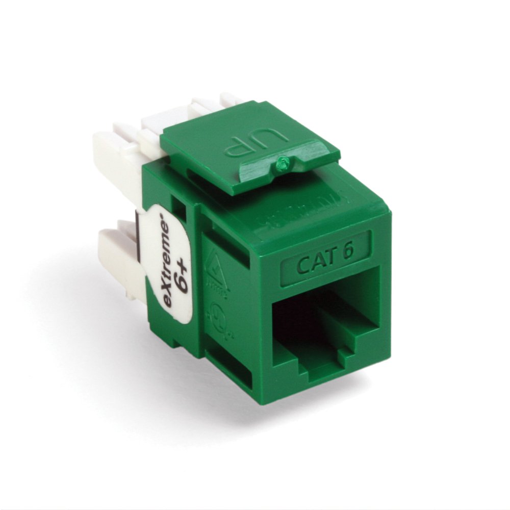 Leviton 61110-BV6 Extreme 6+ QuickPort Connector, CAT 6, Green - 25-Pack for Fast Networking