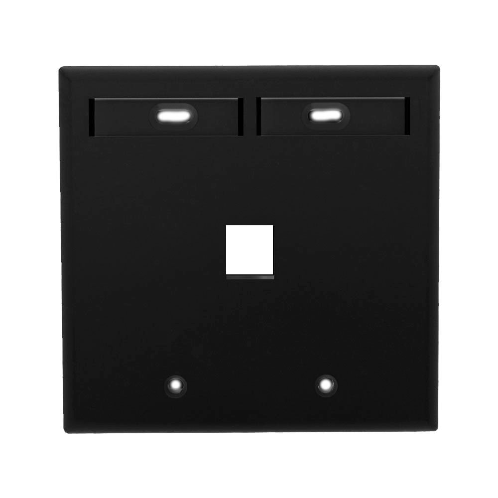 Leviton 42080-1EP Dual Gang QuickPort Wallplate with ID Windows Black for Easy Installation and Clean Look