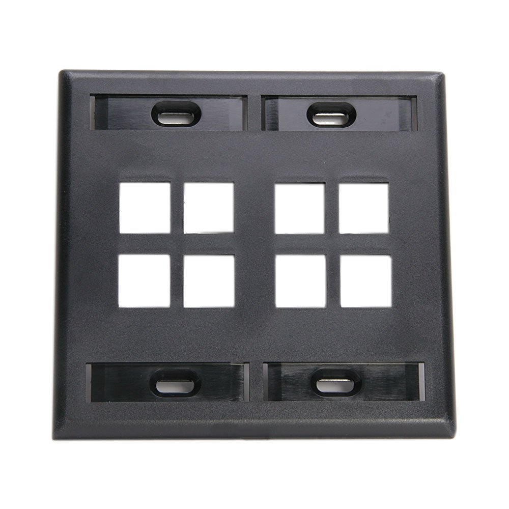 Leviton Leviton 42080-8EP 8-Port Dual Gang Wallplate with ID Windows - Black QuickPort Solution