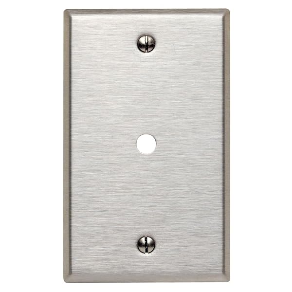 Leviton 84013 1-Gang Stainless Steel Wallplate for Telephone/Cable - Standard Size & Box Mount