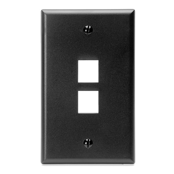 Leviton Leviton 41080-2EP QuickPort Wallplate - Black Single Gang 2-Port for Easy Connectivity