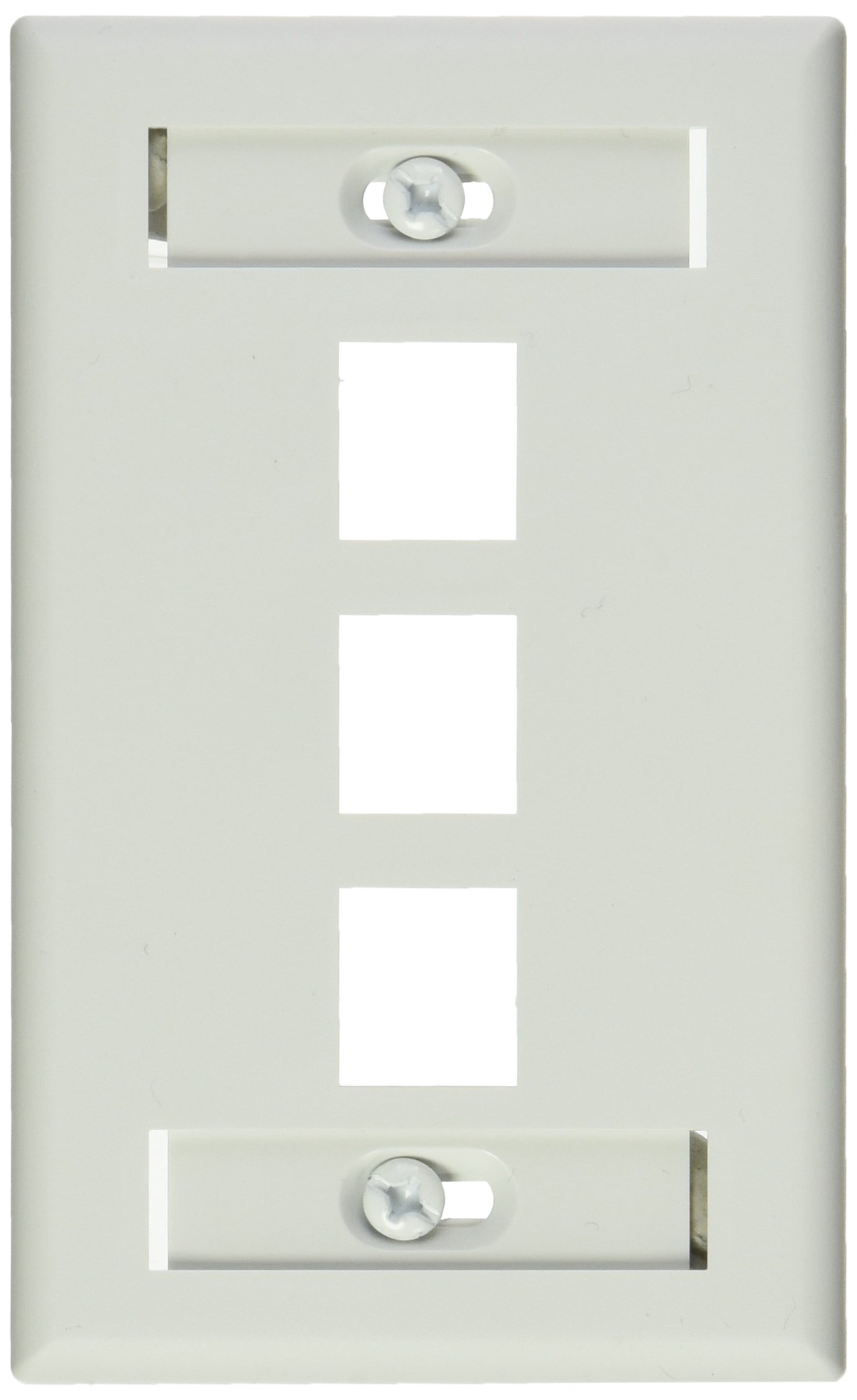 Leviton 42080-3WS QuickPort Wallplate: 3-Port Single Gang with ID Window - White