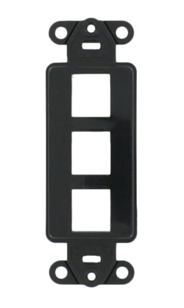 Leviton 41643-E QuickPort Decora Insert: 3-Port Black Wall Plate for Easy Connectivity