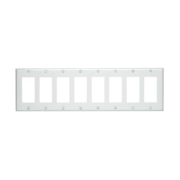 Leviton 80408-W 8-Gang Decora Wallplate - White Painted Metal GFCI Device Mount