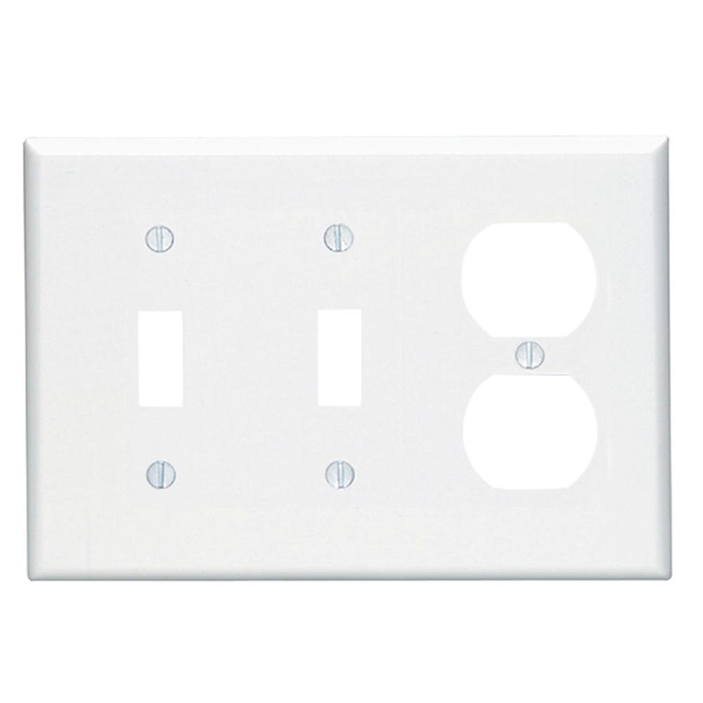 Leviton 80521-W WH WP 3G 2TGL 1DUP Midway: High-Quality Electrical Outlet Image & Specs