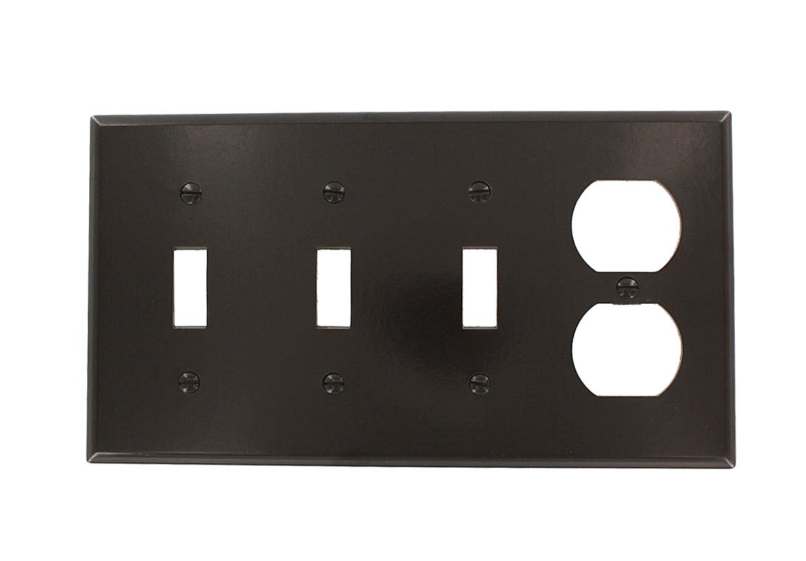 Leviton P38 4-Gang Wallplate: Brown 3-Toggle & 1-Duplex Combination for Standard Size