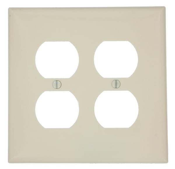 Leviton Leviton PJ82-A Almond 2-Gang Duplex Wallplate - Midway Size for Easy Installation