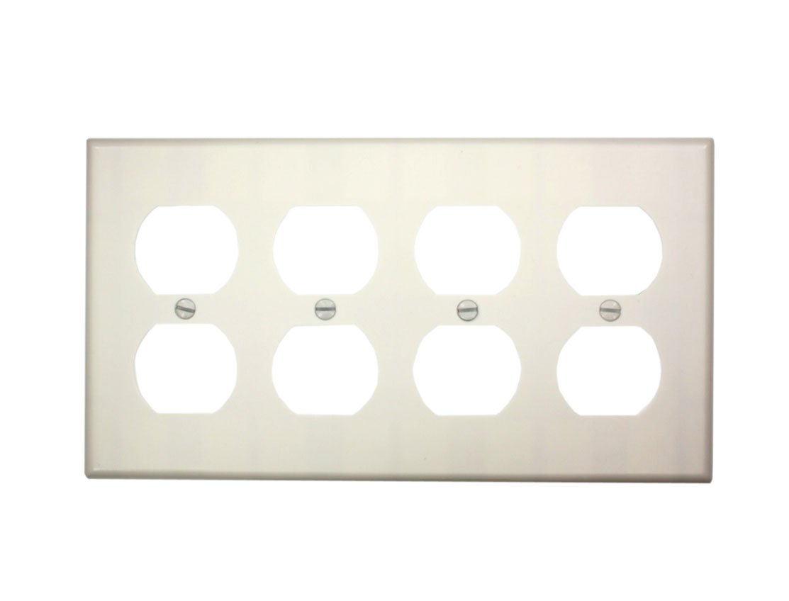 Leviton 88041 4-Gang Duplex Wallplate - Durable Thermoset Device Mount in White