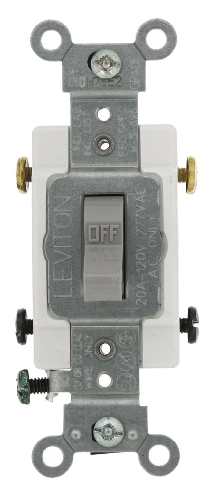 Leviton Leviton CS220-2GY 20-Amp Toggle Double-Pole AC Quiet Switch - Commercial Grade Gray