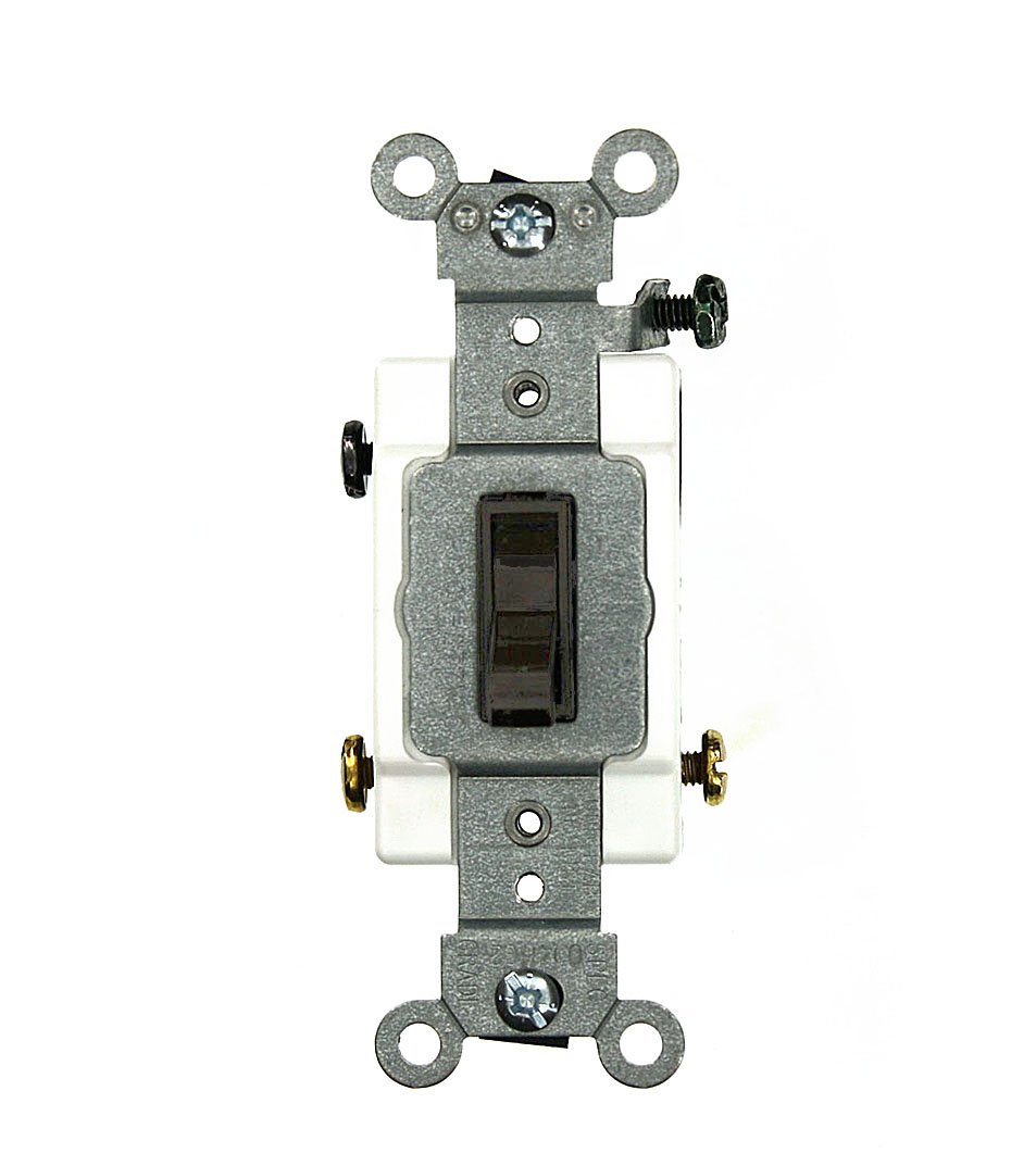 Leviton 54503-2 15 Amp 120277 Volt Toggle Framed 3 Way AC Quiet Switch Commercial Grade Grounding Brown