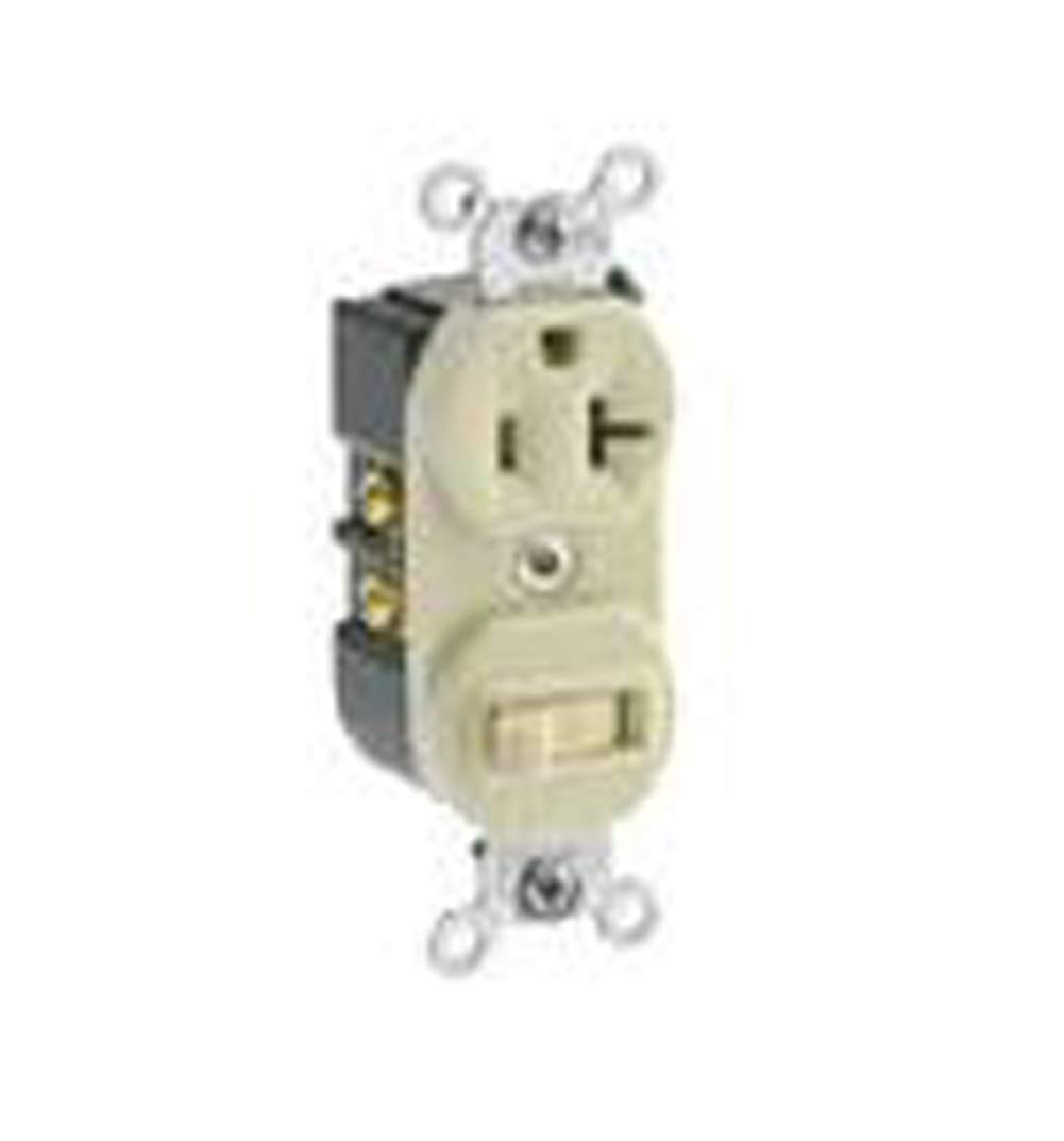Leviton Leviton 5335 20 Amp Duplex Switch/Receptacle - Ivory, 120V Grounding Solution