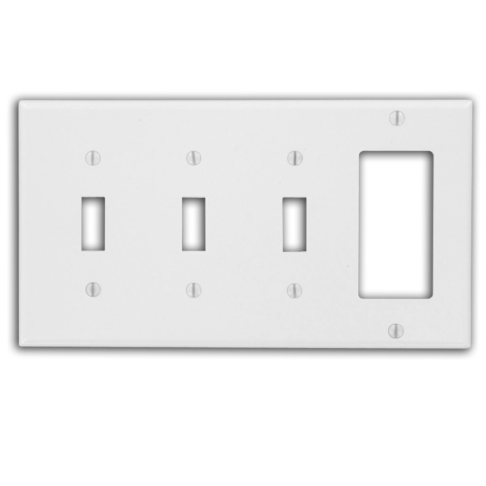 Leviton P326W 4 Gang 3 Toggle 1 Decora GFCI Device Combination Wallplate White