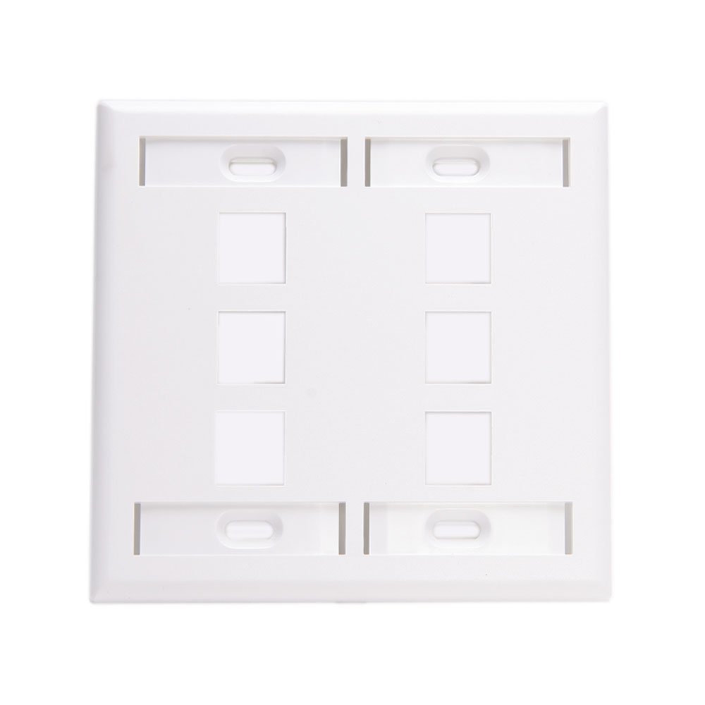 Leviton Leviton 42080-6WP 6-Port Dual Gang Wallplate with ID Windows - QuickPort, White