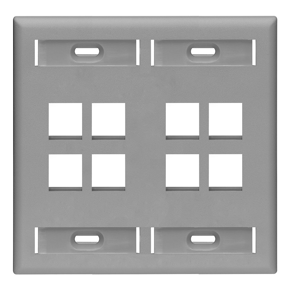 Leviton Leviton 42080-6GP 6 Port Dual Gang QuickPort Wallplate Grey with ID Windows for Easy Labeling and Organization - View 4 of 9