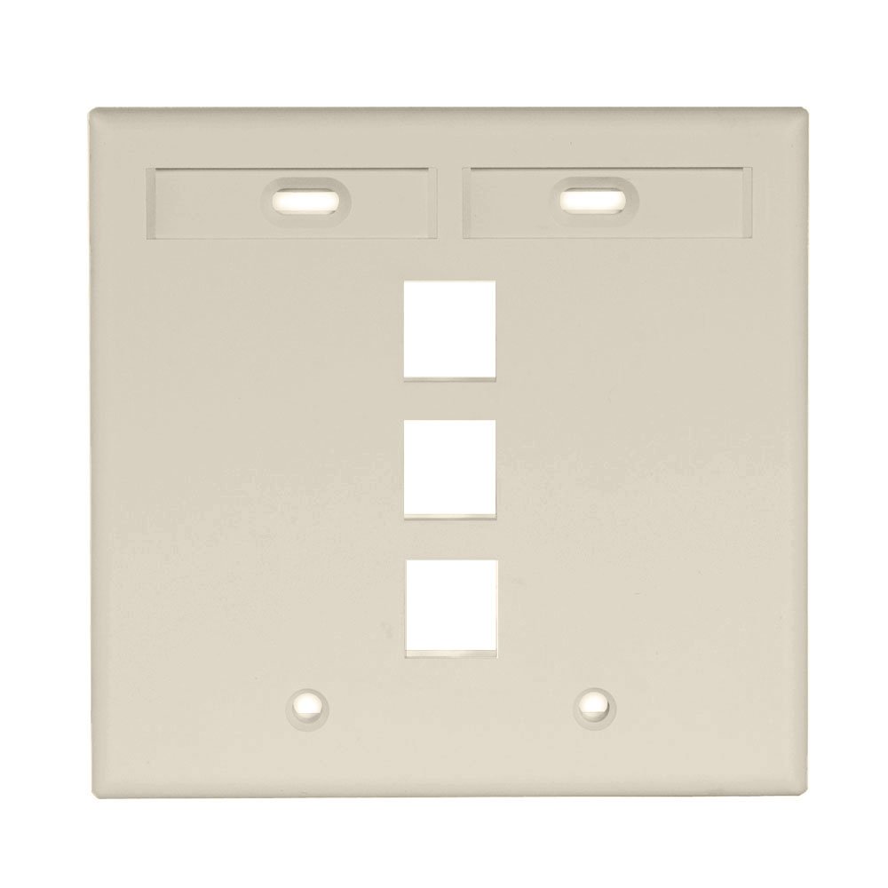 Leviton Leviton 42080-6GP 6 Port Dual Gang QuickPort Wallplate Grey with ID Windows for Easy Labeling and Organization - View 9 of 9