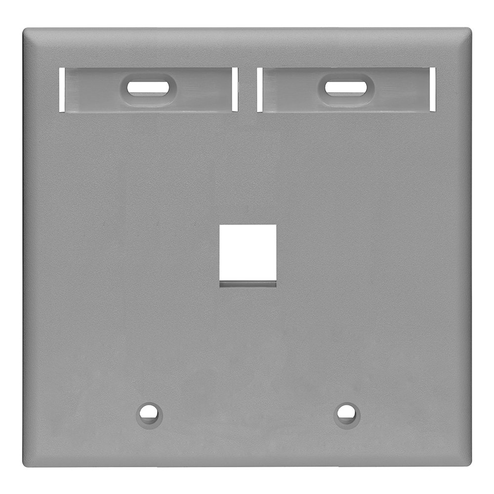Leviton 42080-6GP 6 Port Dual Gang QuickPort Wallplate Grey with ID Windows for Easy Labeling and Organization