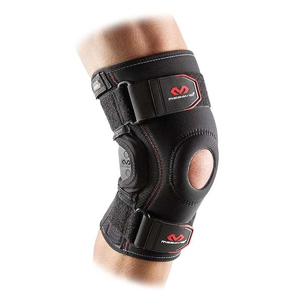 McDavid McDavid Knee Brace for Maximum Support: Polycentric Hinges, Cross Straps & Extra Stability in Black, Size L