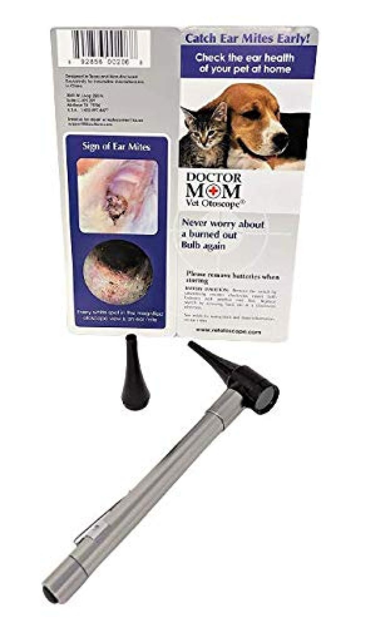 Doctor Mom Otoscope Dr. Mom Pocket Veterinary LED Otoscope - Best Portable Vet Otoscope for Quick Ear Exams