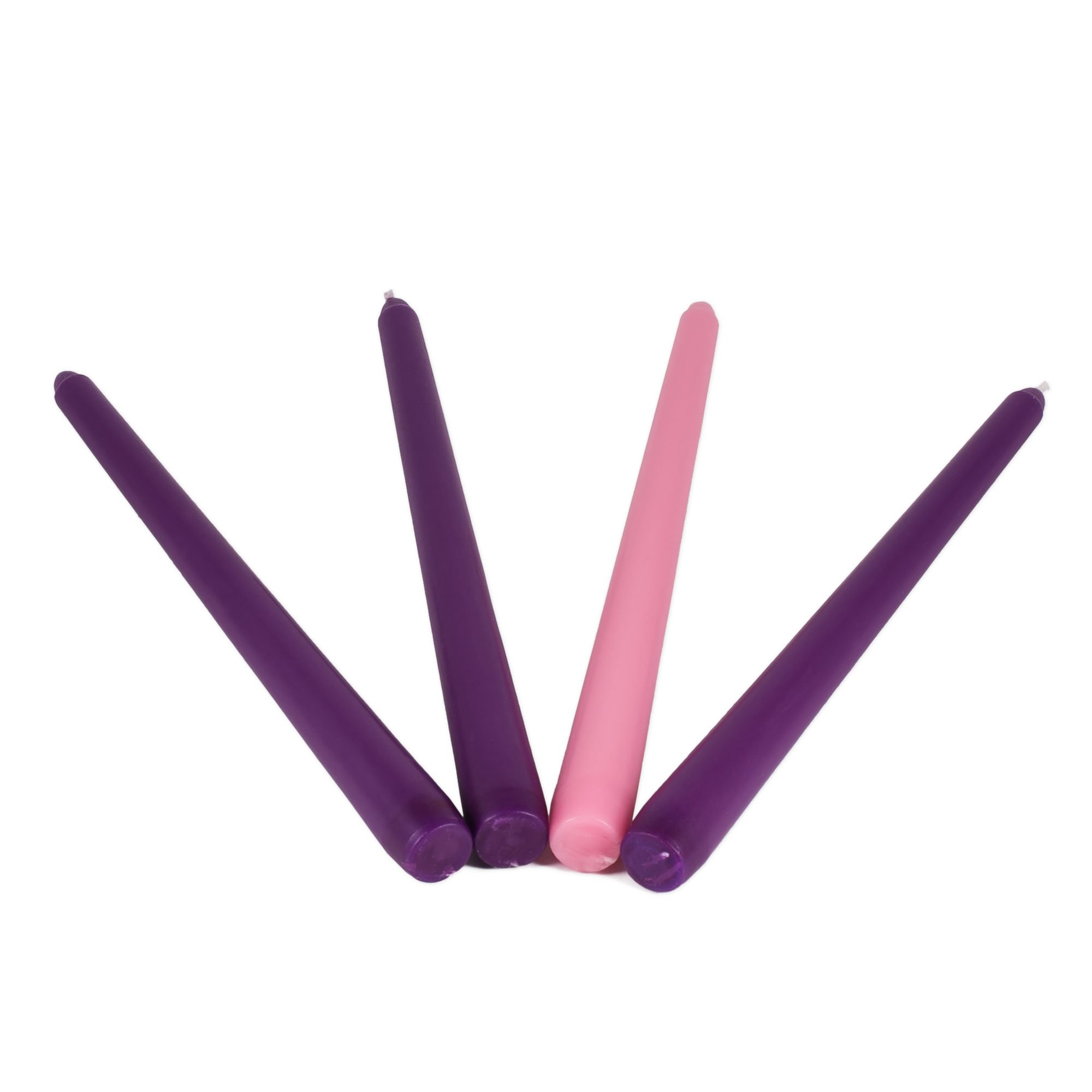 Roman Set of 4 Purple & Pink 10-Inch Advent Taper Candles in Gift Box - Perfect Holiday Decor!