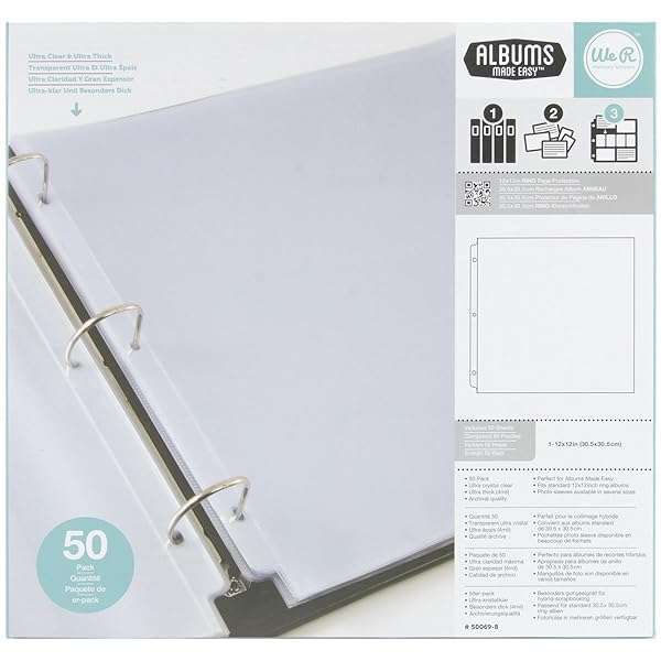 50 Non-Glare 12x12 Page Protector Sleeves for Scrapbooking & Document Storage - Compatible with 3 Ring Albums