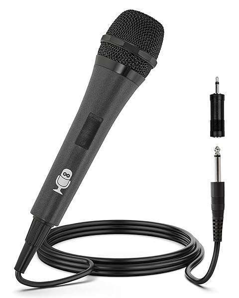 Singing Machine Unidirectional Singing Machine Wired Microphone for Karaoke - Perfect for Parties & Public Speaking
