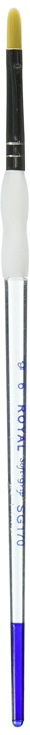 Royal Brush SG1706 Royal Lang Nickel Soft Grip Filbert Paintbrush Gold Taklon Size 6 for Smooth Painting and Art Projects