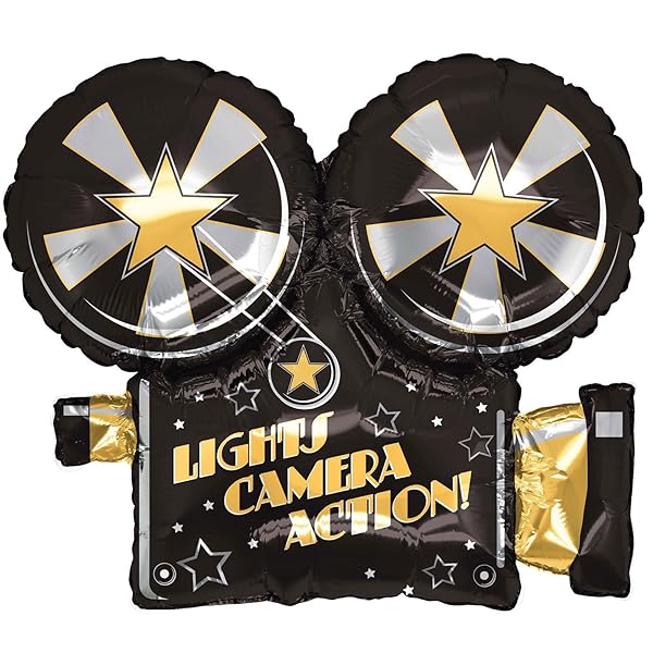 SHIMMER & CONFETTI BirthdayExpress Lights Camera Action 32 Inch Foil Balloon for Fun Celebrations