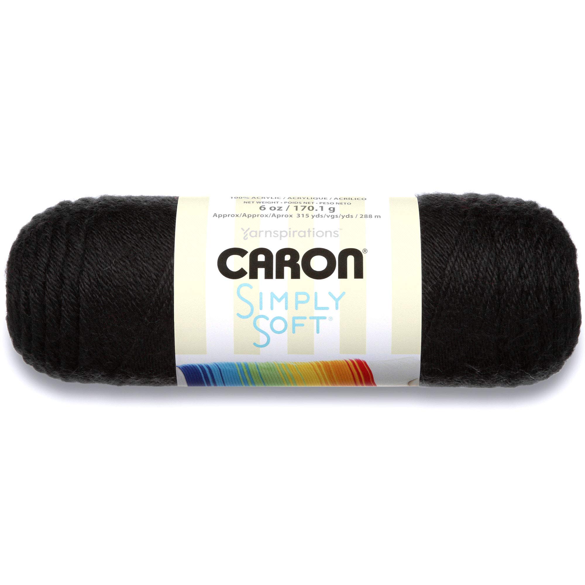 Caron Buy Caron H970039727 Simply Soft Solids Yarn - 100% Acrylic, 6 oz Black - Machine Wash & Dry