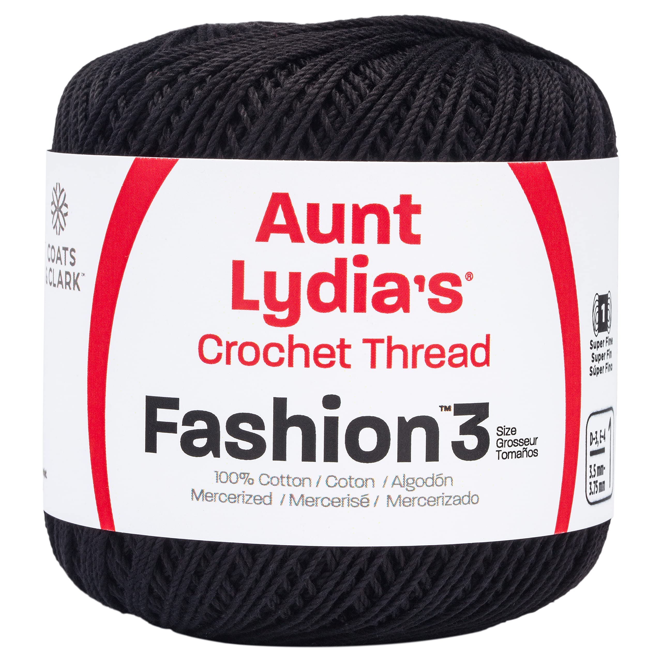 Red Heart Coats Crochet Fashion Thread 3 in Black - Perfect for Stylish Crochet Projects