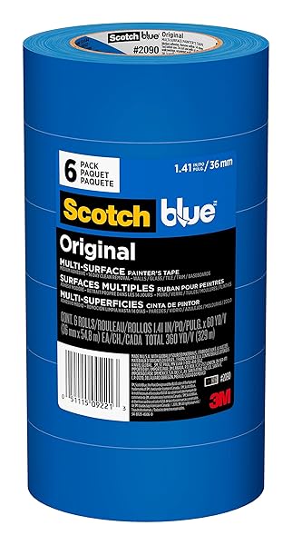 3M "Scotch Painter's Tape 1.41" - Original Multi-Surface, 6 Rolls x 60 Yards, Blue, Perfect for DIY & Home Projects"