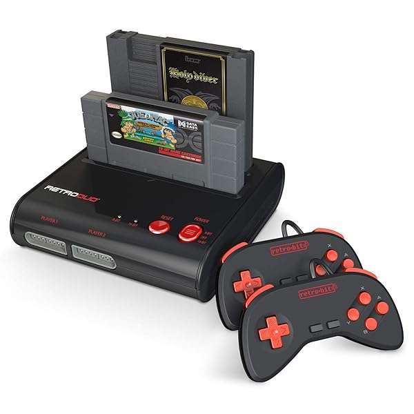 Retro-Bit Retro-Bit Retro Duo 2-in-1 Console: Play NES & SNES Games in Style - Black/Red