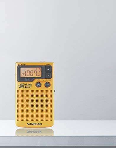 Sangean Buy Sangean DT-400W AM/FM Digital Weather Alert Pocket Radio - Compact & Reliable in Yellow - View 7 of 10