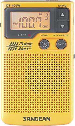Sangean Buy Sangean DT-400W AM/FM Digital Weather Alert Pocket Radio - Compact & Reliable in Yellow - View 8 of 10