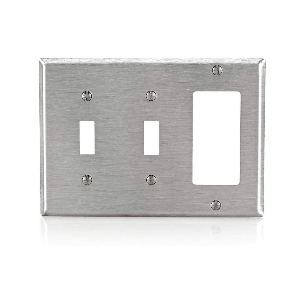Leviton 84421-40 SS WP 3G 2TGL/1DECO Standard Size: Durable Electrical Outlet Solution