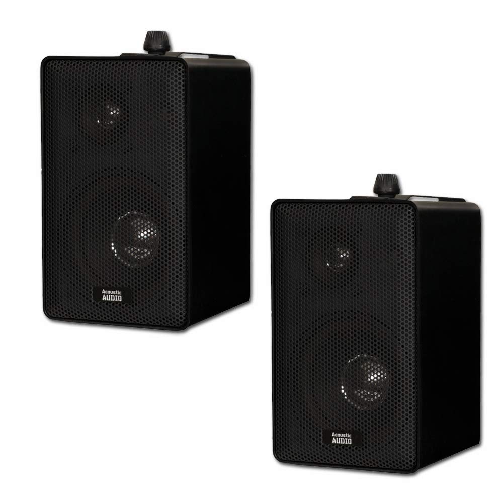 Acoustic Audio by Goldwood Acoustic Audio 251B Indoor Outdoor 3 Way Speakers 400 Watt Black Pair for Superior Sound Quality