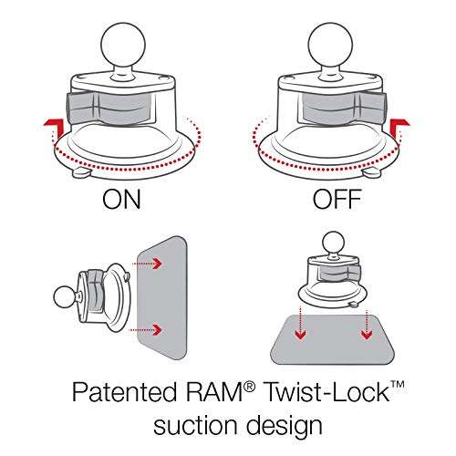 RAM MOUNTS "RAM Mounts Twist-Lock Suction Cup Base RAP-224-1U for B Size 1" Ball - Secure & Versatile Mounting Solution" - View 7 of 11