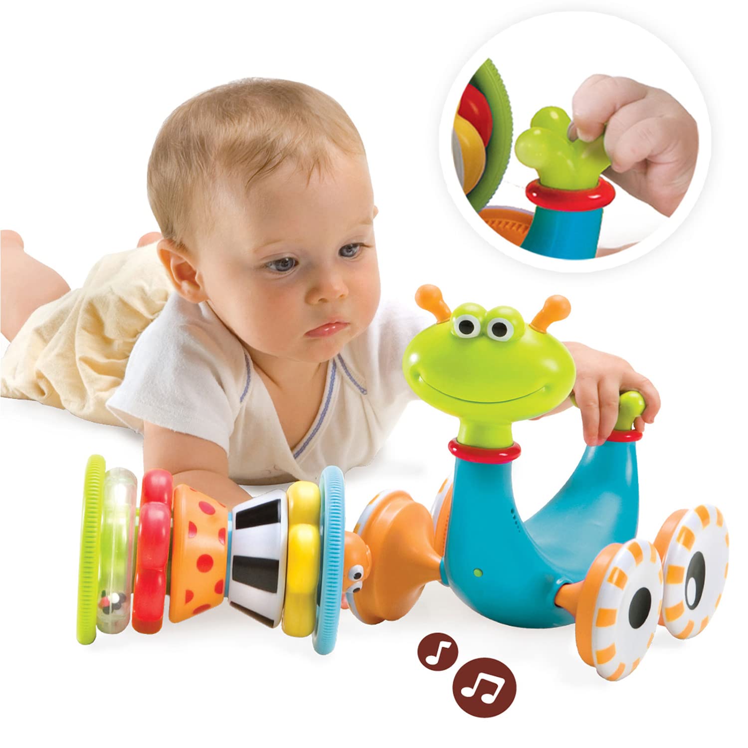 Yookidoo Yookidoo Musical Crawl N Go Snail Toy for Babies Promotes Crawling and Walking Rolls and Spins Its Shell - View 3 of 7