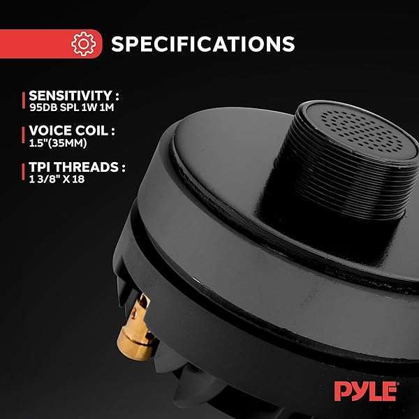 Pyle Powerful Pyle 1.5 Inch Tweeter Horn Driver - 500W Peak, 250W RMS, 95dB, 8Ohm Audio Speaker System - View 7 of 8