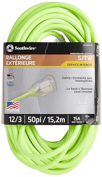 Southwire Southwire 2578SW000X 50ft 12/3 SJTW Outdoor Extension Cord - Cool Green, Durable & Weather-Resistant - View 5 of 7