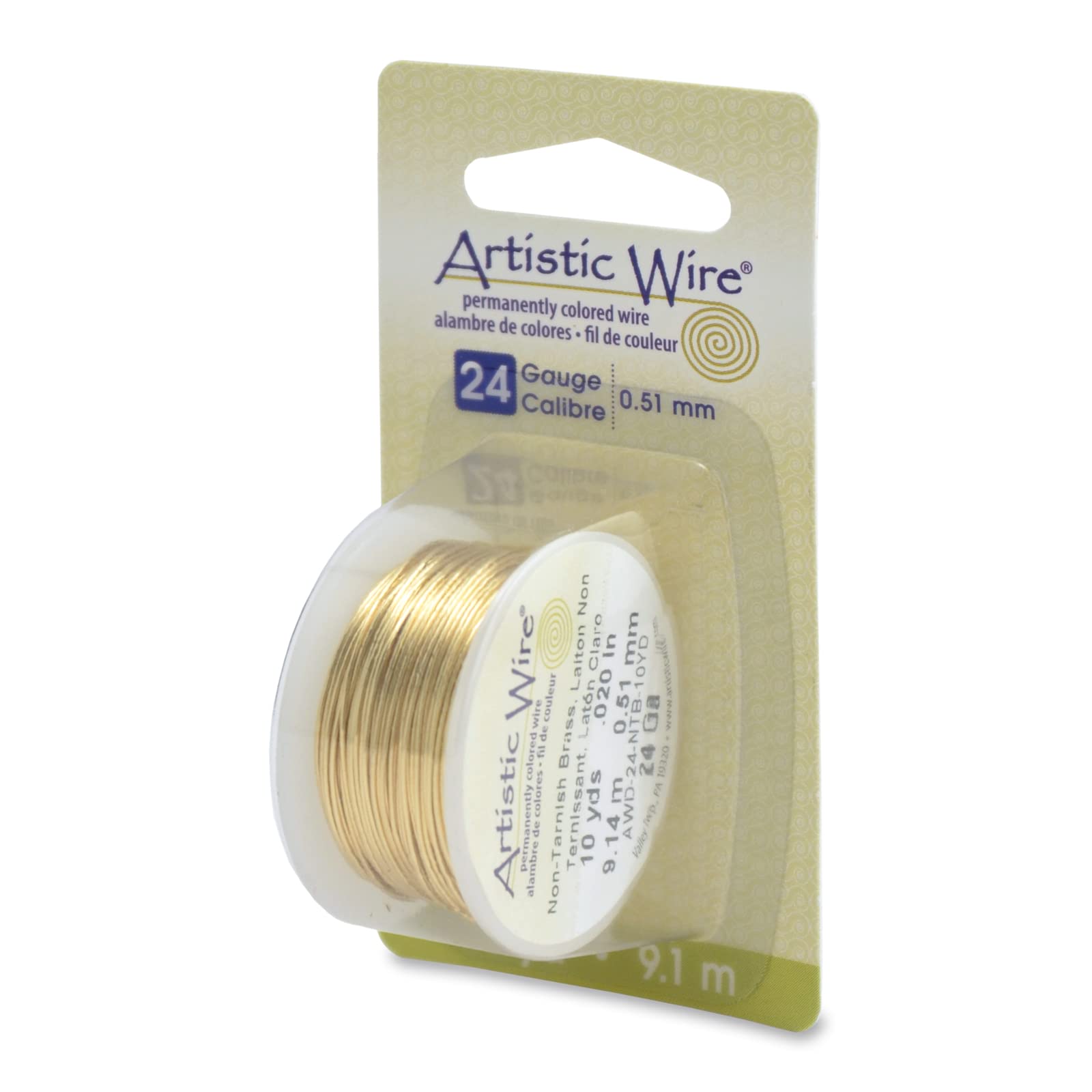 Artistic Wire Artistic Wire 24 Gauge Tarnish Resistant Brass Jewelry Wire - Gold Color, 10 Yards for Crafting