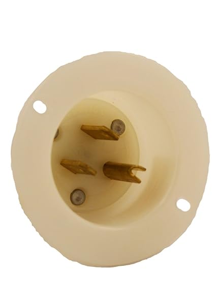Leviton Leviton 5278-C 15 Amp Flanged Inlet Receptacle - Industrial Grade, Grounding, White/Beige