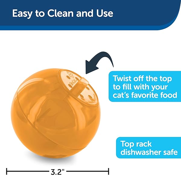 PetSafe PetSafe Slimcat Feeder Ball Interactive Cat Toy for Food and Treats Orange - View 3 of 6