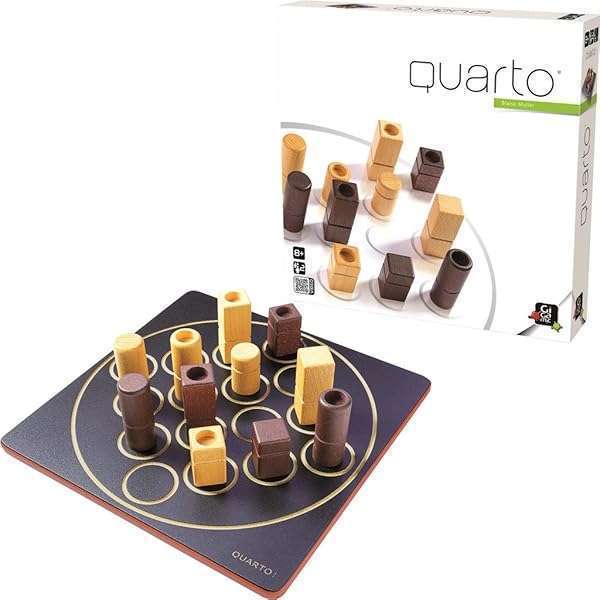 Gigamic Quarto: Engaging Wooden Strategy Board Game for 2 Players | Fun for Ages 8+ | Quick 15-Minute Playtime