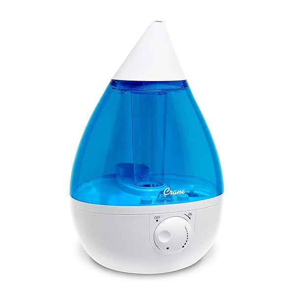 Crane Crane Ultrasonic Cool Mist Humidifier: Perfect for Bedroom, Nursery & Office - 1 Gallon Tank, Filter Optional, Blue & White