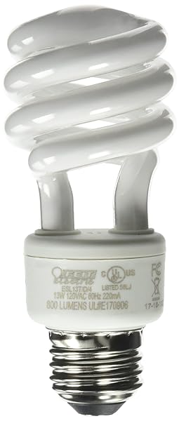 Feit Electric Feit Electric ESL13T/D/4 Daylight Mini Twist Light Bulbs - 13W, 4 Count for Bright, Energy-Efficient Lighting