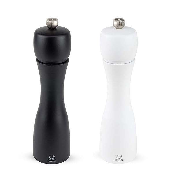 Peugeot Peugeot Tahiti 8-Inch Black Pepper & White Salt Mill Set - Stylish & Durable Kitchen Essential