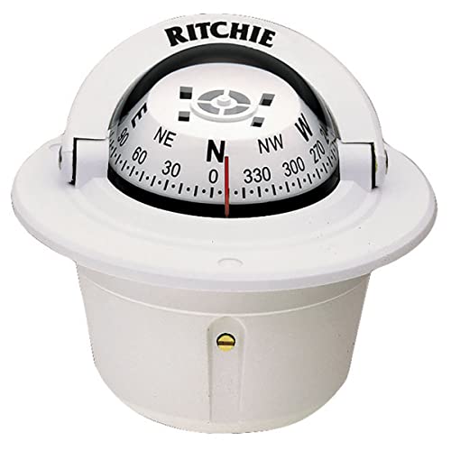 Ritchie Ritchie Explorer F-50W Flush Mount Compass - White | Accurate Navigation for Boating & Marine Use